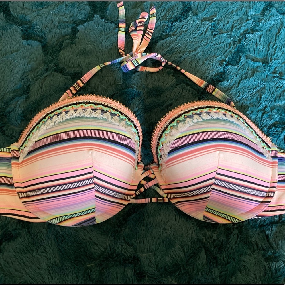 Victoria’s Secret Push Up Striped Swim Top 36D